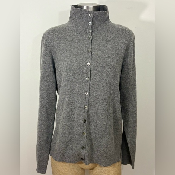 InCashmere Sweaters - In Cashmere Women's  Button-Up Cardigan Sweater in Gray, Size Xl